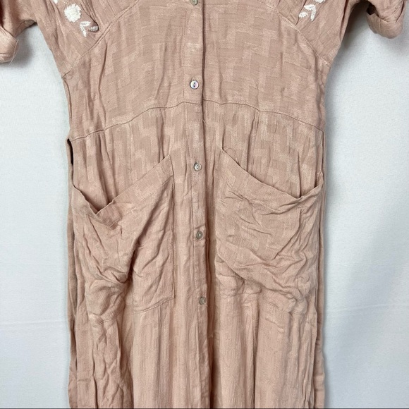 Free People Pink Midi Dress with White Embroidery - Picture 9 of 12